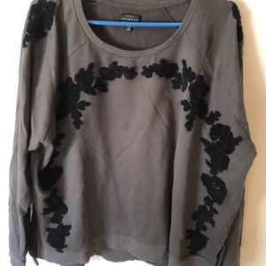 Grey flocked floral sweatshirt